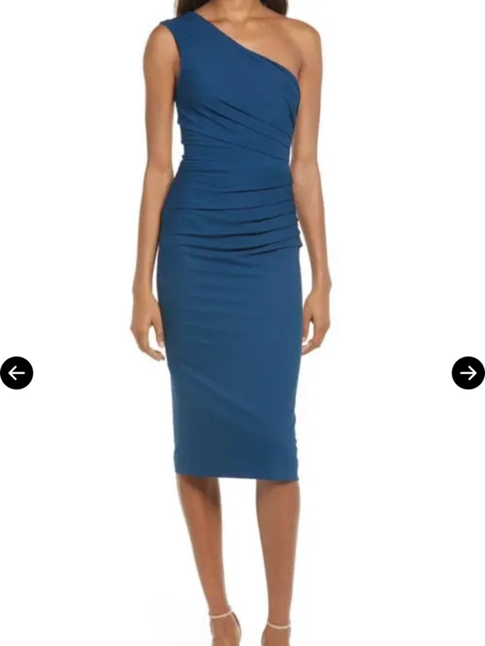 Dress The Population Martine Blue One Shoulder Ruched Formal Cocktail Dress 1X
